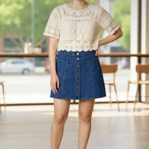 BDG button snap front denim skirt m